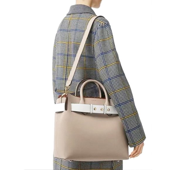 Burberry Medium Marais Belt Two Tone Colors Leather Satchel - Picture 10 of 10